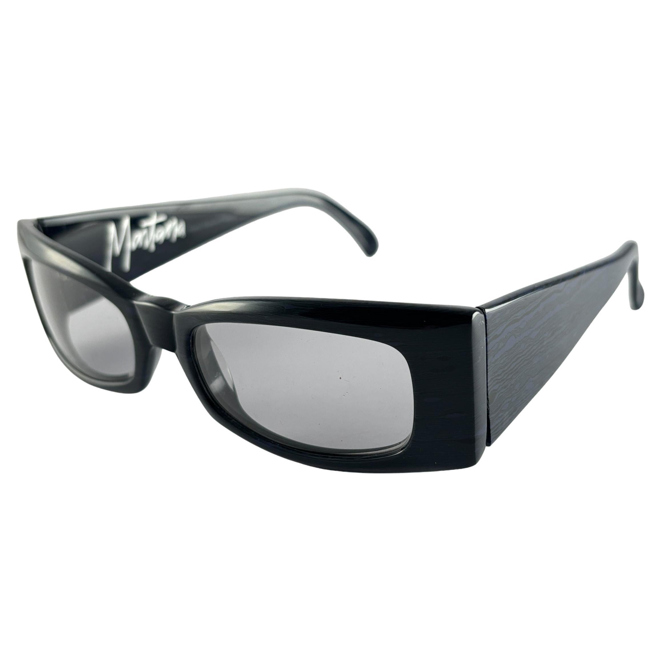 New Vintage Montana by Mikli 560 Stripped Black Made in France Sunglasses 1980's For Sale