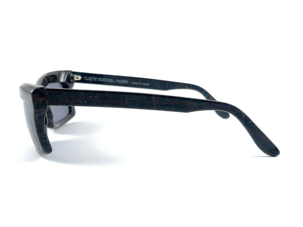 Nouvelles lunettes de soleil vintage Montana CM 86 marbrées grises faites à la main, France, années 80 Unisexe en vente