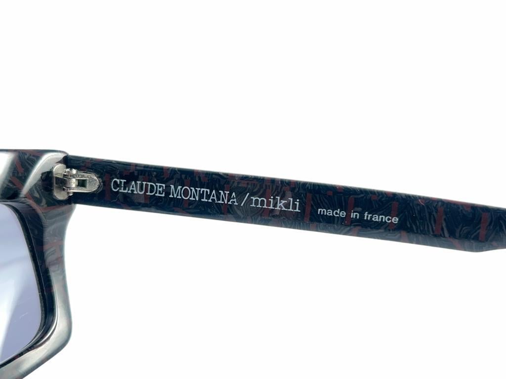 Nouvelles lunettes de soleil vintage Montana CM 86 marbrées grises faites à la main, France, années 80 en vente 3