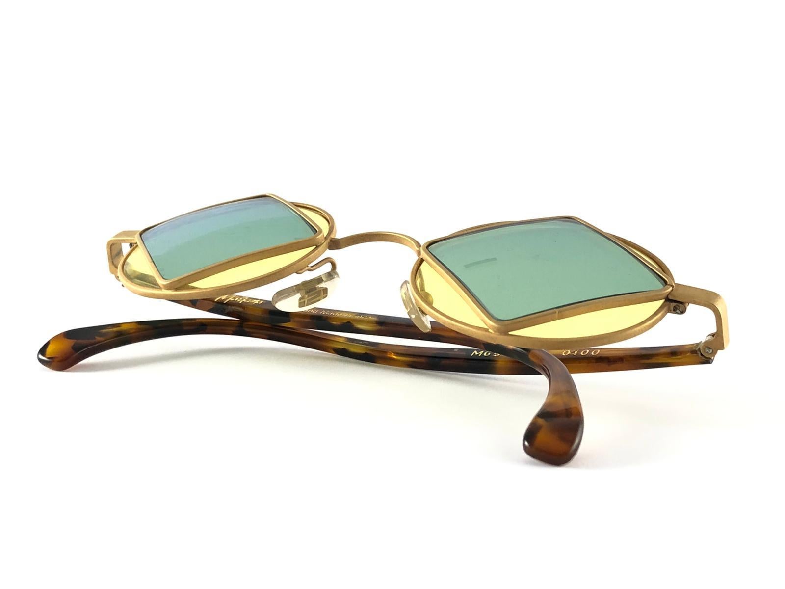 Women's or Men's New Vintage Montana M654 Gold Handmade in France Sunglasses 1990 For Sale