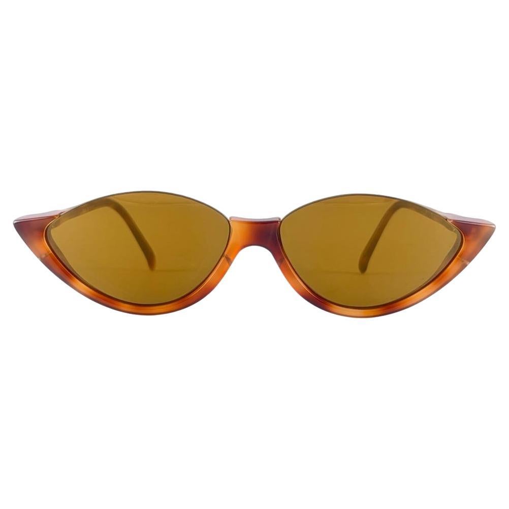 New Vintage Montana Tortoise Cat Eye  Frame Gold Lenses 80'S France Sunglasses For Sale