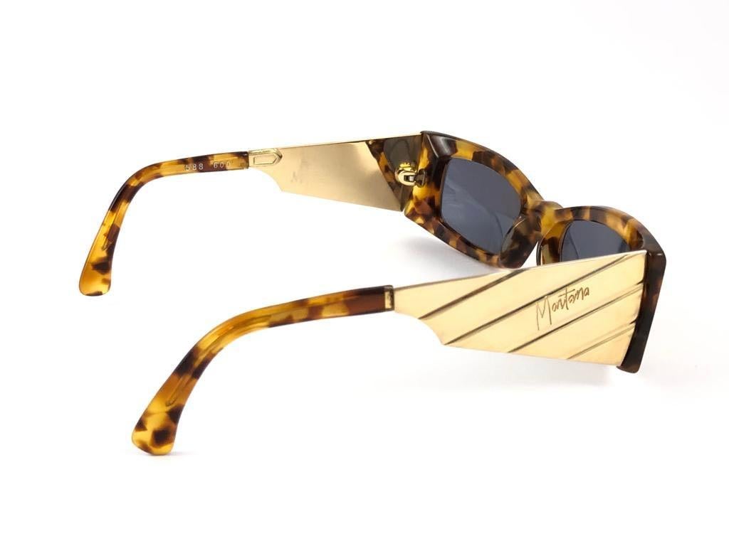 New Vintage Montana Tortoise & Gold 588 Handmade in France Sunglasses 1990 en vente 7
