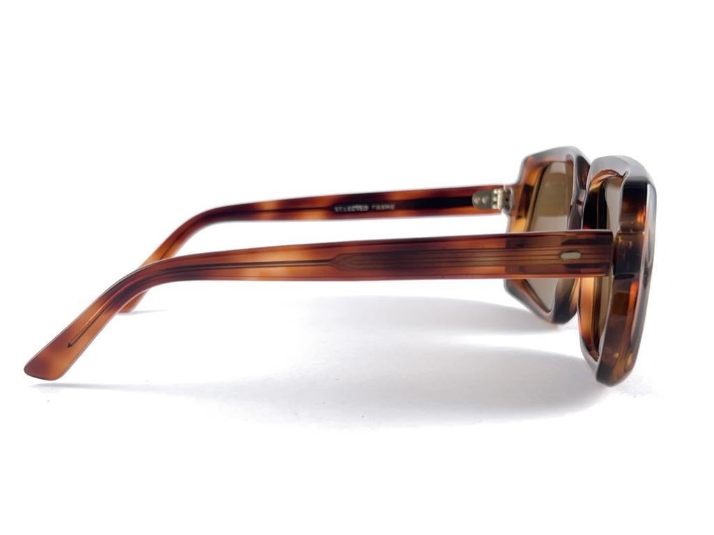 New Vintage Montclair Translucent Tortoise Brown Lenses 60's France Sunglasses en vente 1