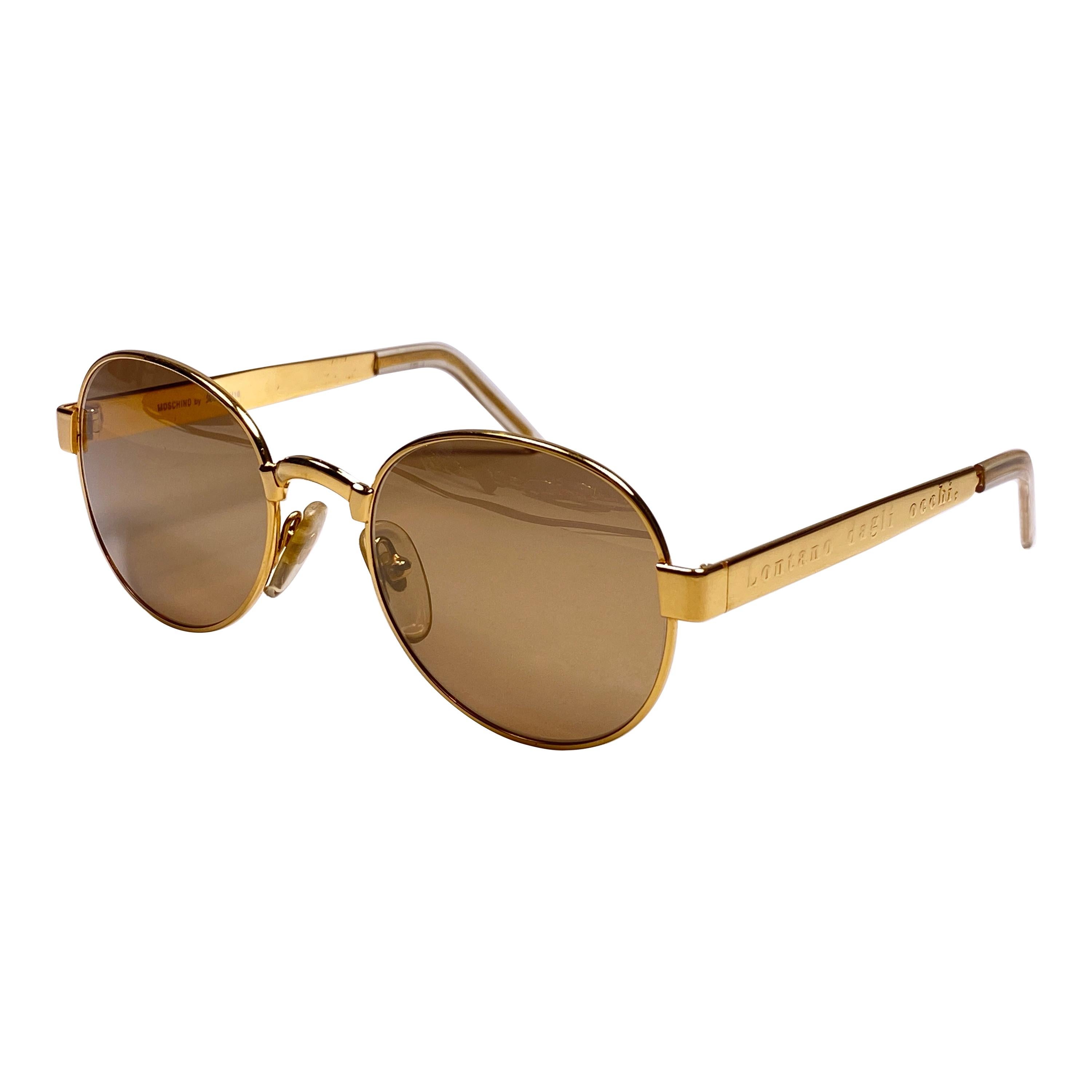 New Vintage Moschino By Persol M16 " Lontano Dagli Occhi "  Gold Sunglasses 
