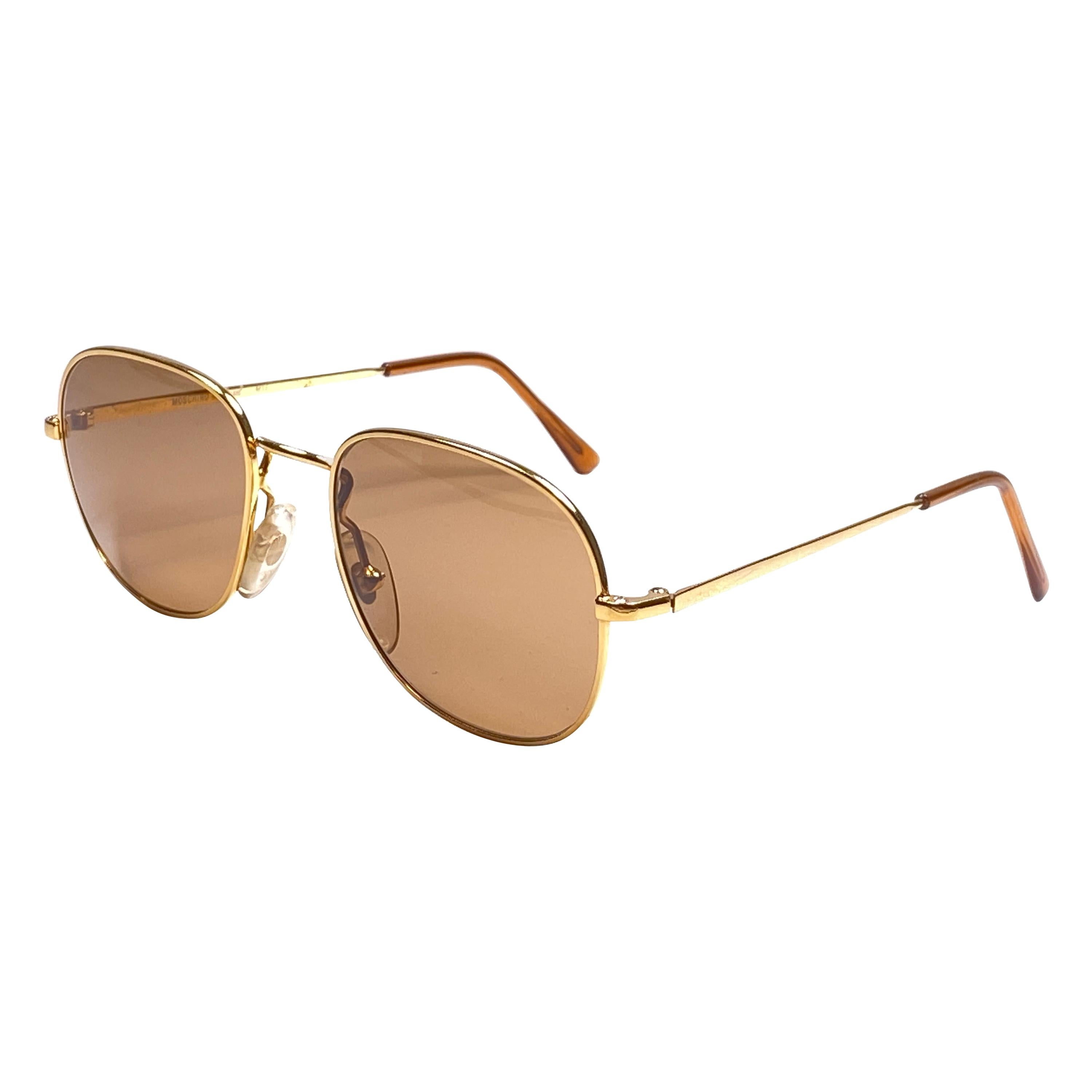 New Vintage Moschino By Persol M17 Gold Mirror Sunglasses Made in Italy For Sale