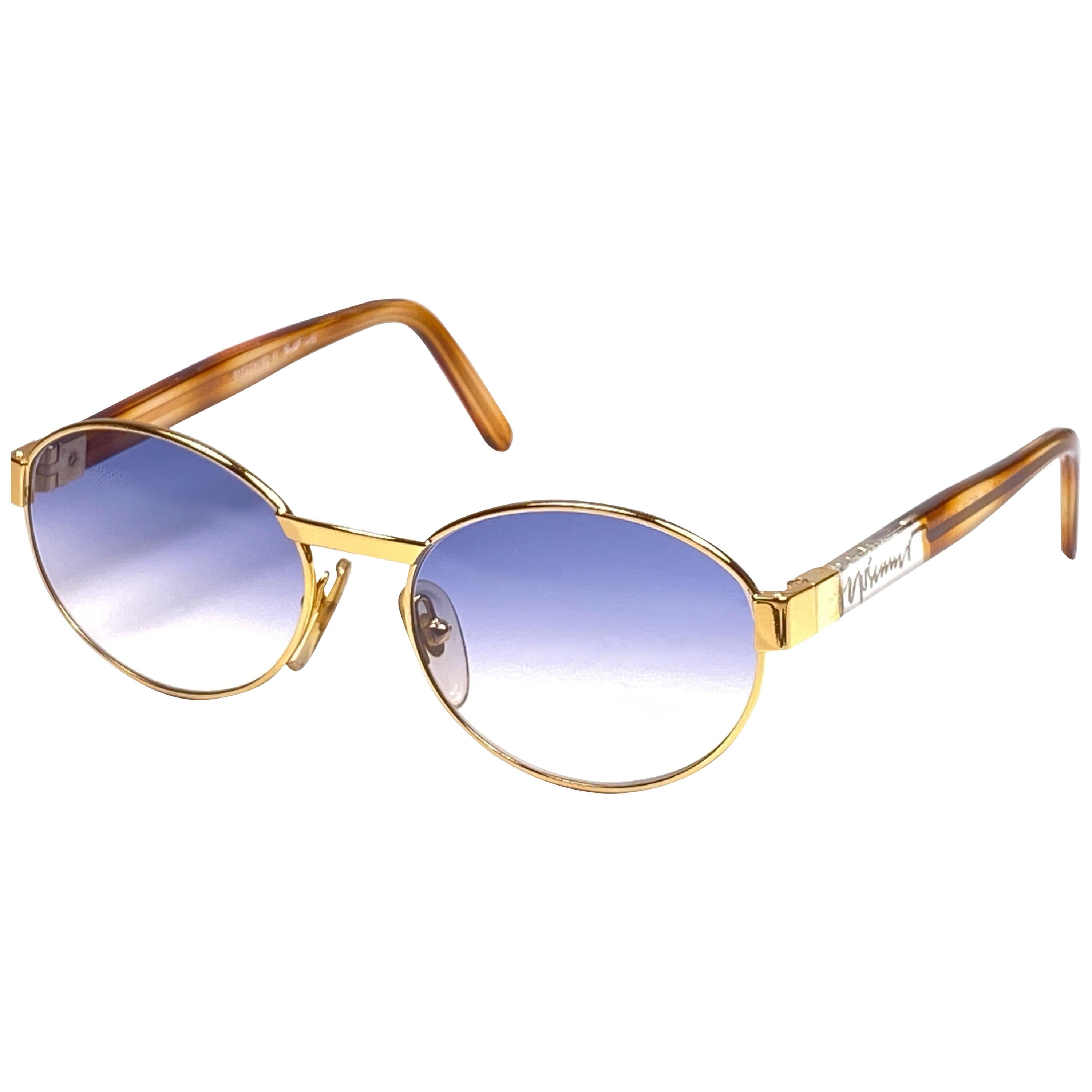 New Vintage Moschino By Persol M32 Frame Medium Oval Gold Sunglasses 