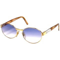 New Vintage Moschino By Persol M32 Frame Medium Oval Gold Sunglasses