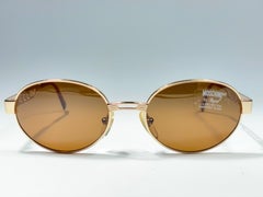 New Vintage Moschino By Persol MM3006 Oval Medium Gold 1990 Sunglasses Italy
