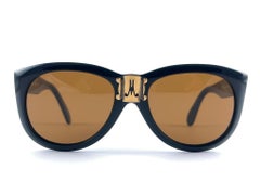 New Vintage Moschino M252 By Persol Black Frame Sunglasses 1990's Made in Italy