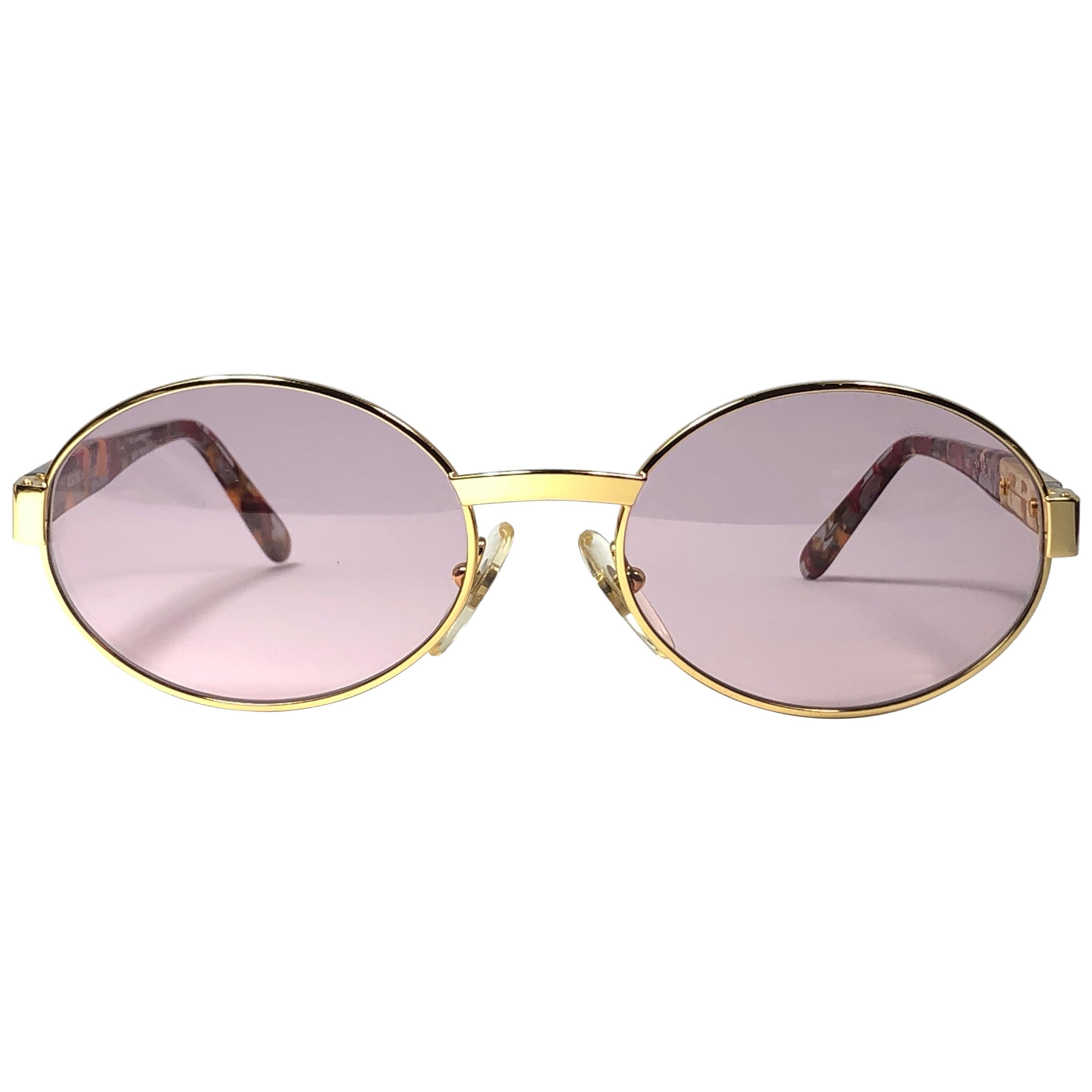 New Vintage Moschino MM10 Medium Round Gold 1990 Sunglasses Made in Italy