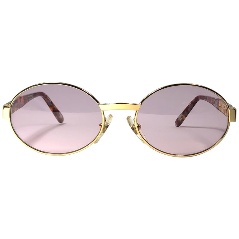 New Vintage Moschino MM10 Medium Round Gold 1990 Sunglasses Made in ...