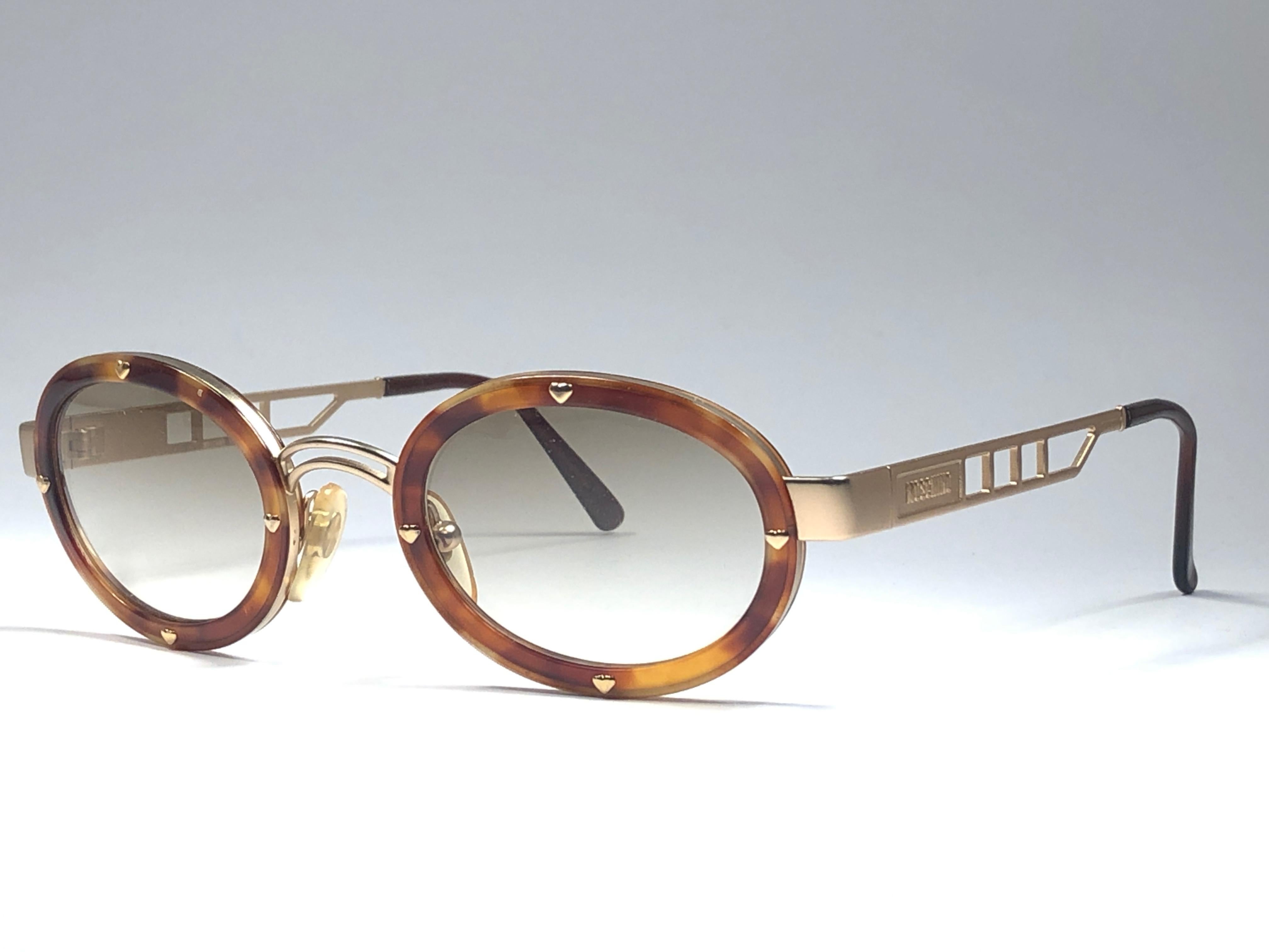 Gray New Vintage Moschino MM3010 S Oval Light Brown 1990 Sunglasses 1990's