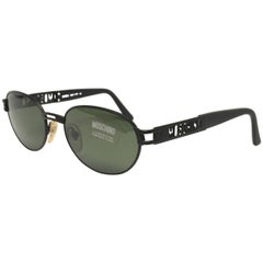 New Vintage Moschino MM3018 Oval Black Matte 1990 Sunglasses