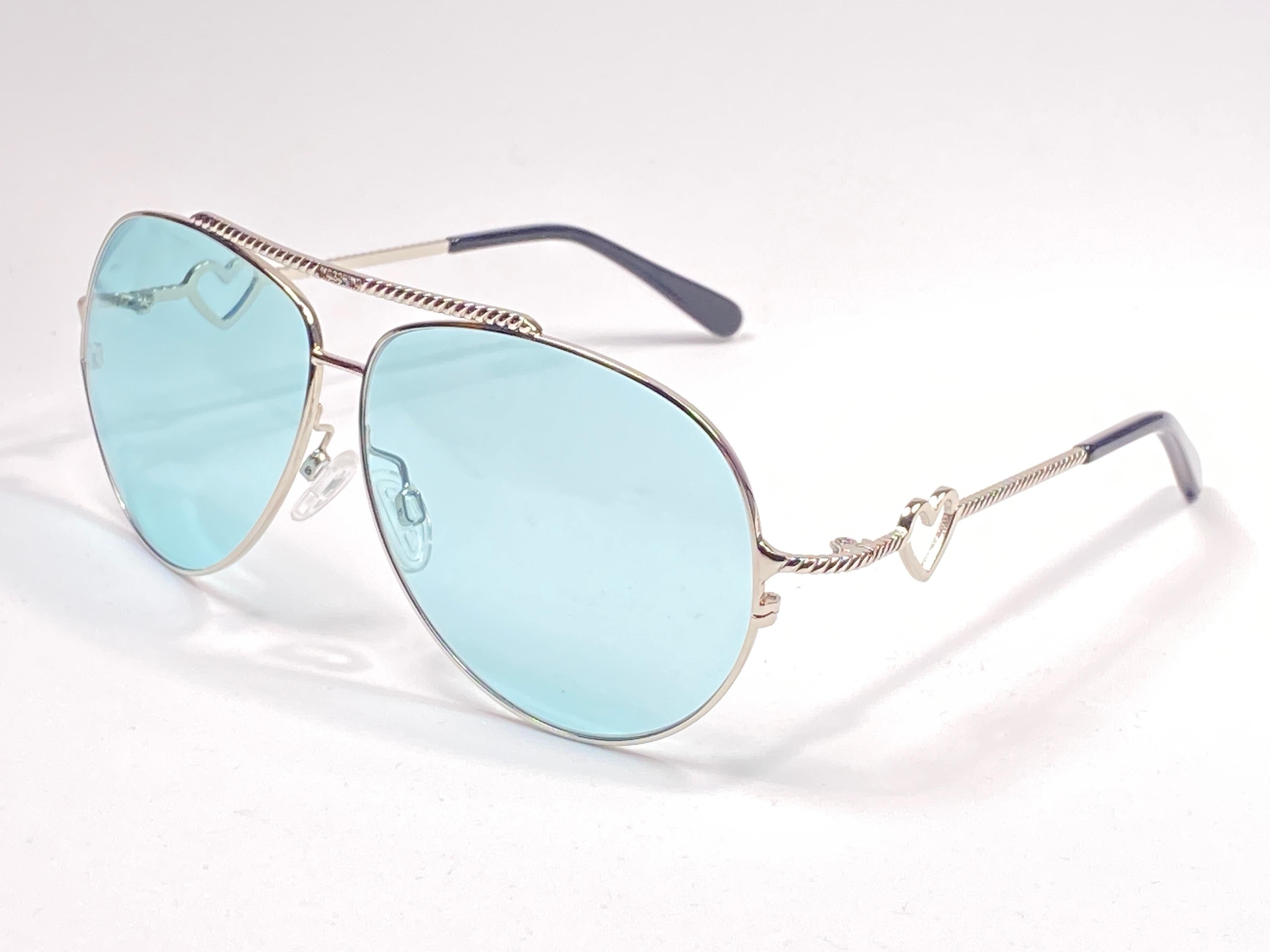 New Vintage Moschino MO53803 Aviator Turquoise 1990 Sunglasses Made in Italy 1
