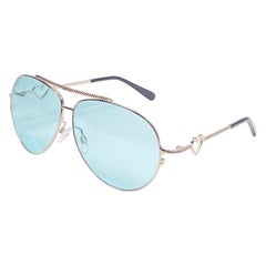 New Vintage Moschino MO53803 Aviator Turquoise 1990 Sunglasses Made in Italy