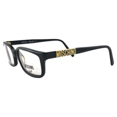 New Vintage Moschino Small Sleek Black RX Prescription Sunglasses, 1990 
