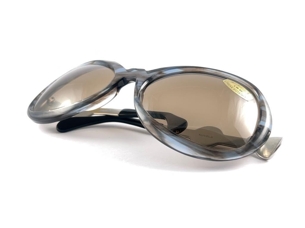 New Vintage Neostyle Oversized Silver & Marbled Frame Brown Lenses 70'S Germany For Sale 7