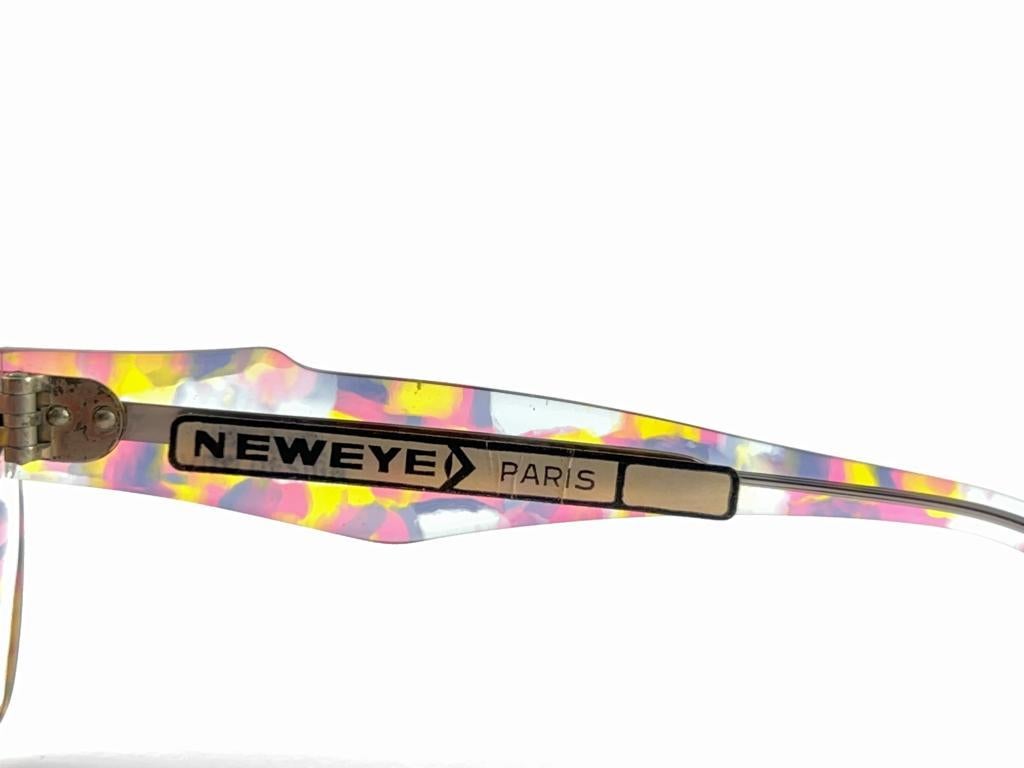 New Vintage Neweye Marbled Translucent Pink Gradient Frame Sunglasses France For Sale 5