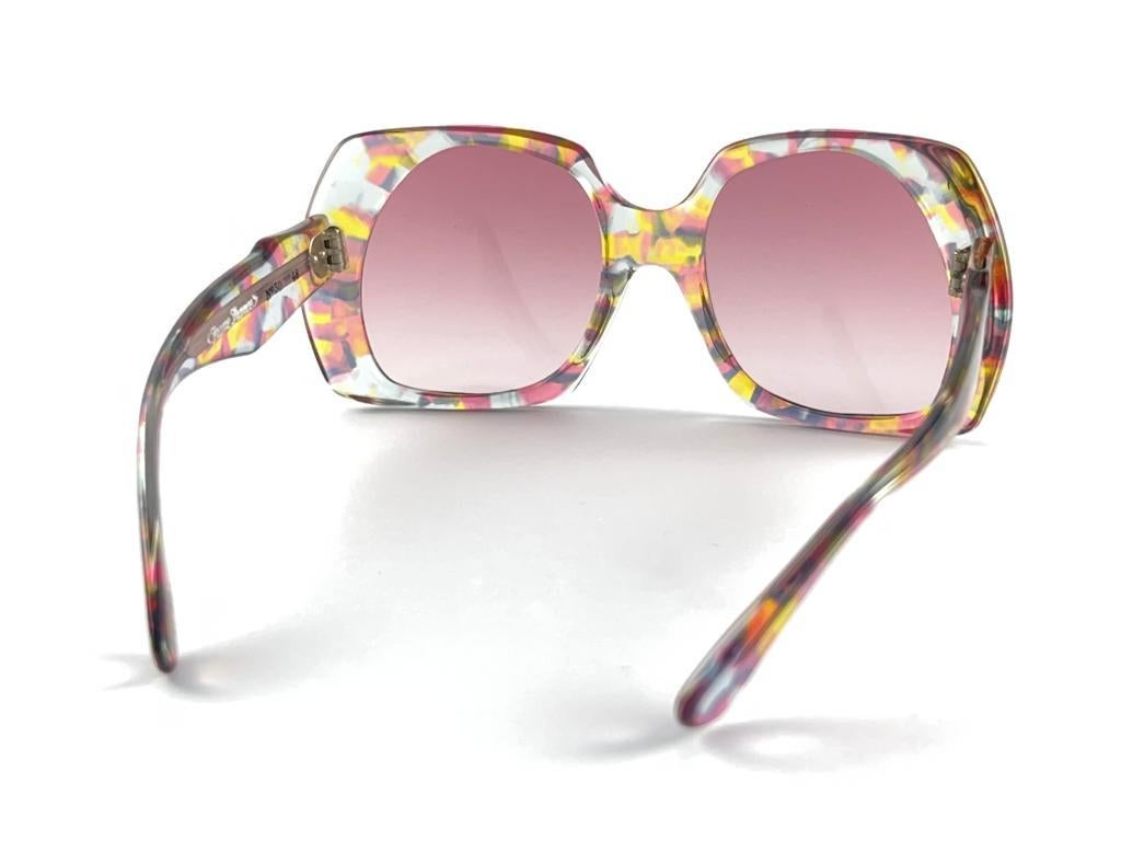 New Vintage Neweye Marbled Translucent Pink Gradient Frame Sunglasses France For Sale 6
