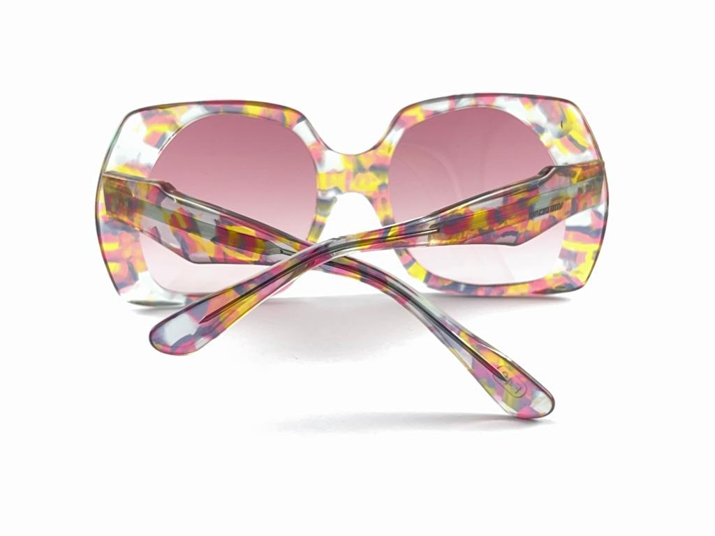 New Vintage Neweye Marbled Translucent Pink Gradient Frame Sunglasses France For Sale 7