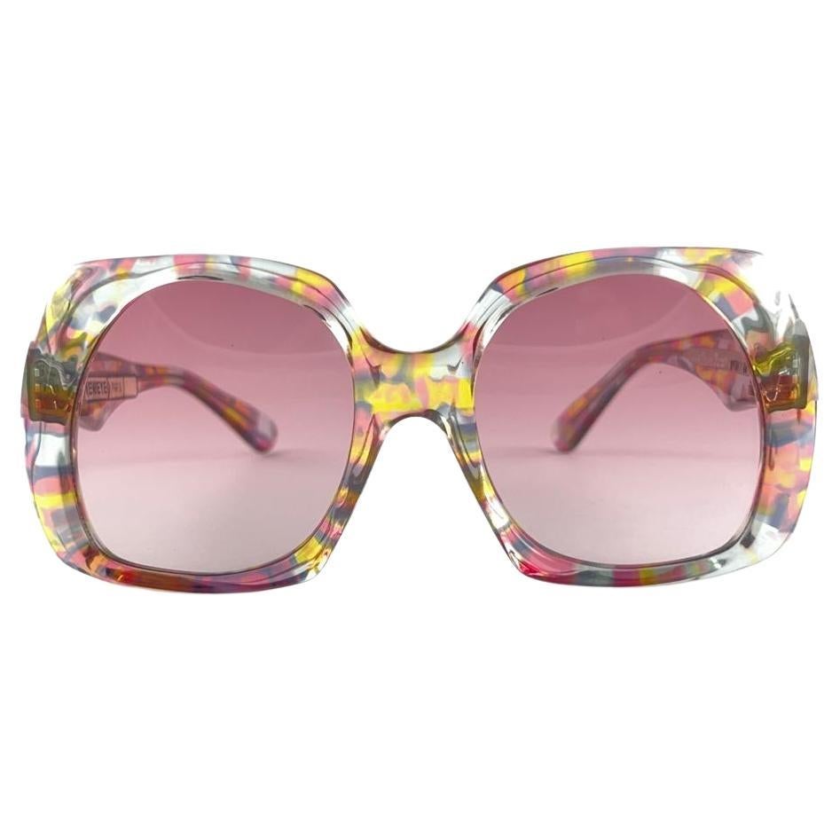 New Vintage Neweye Marbled Translucent Pink Gradient Frame Sunglasses France For Sale