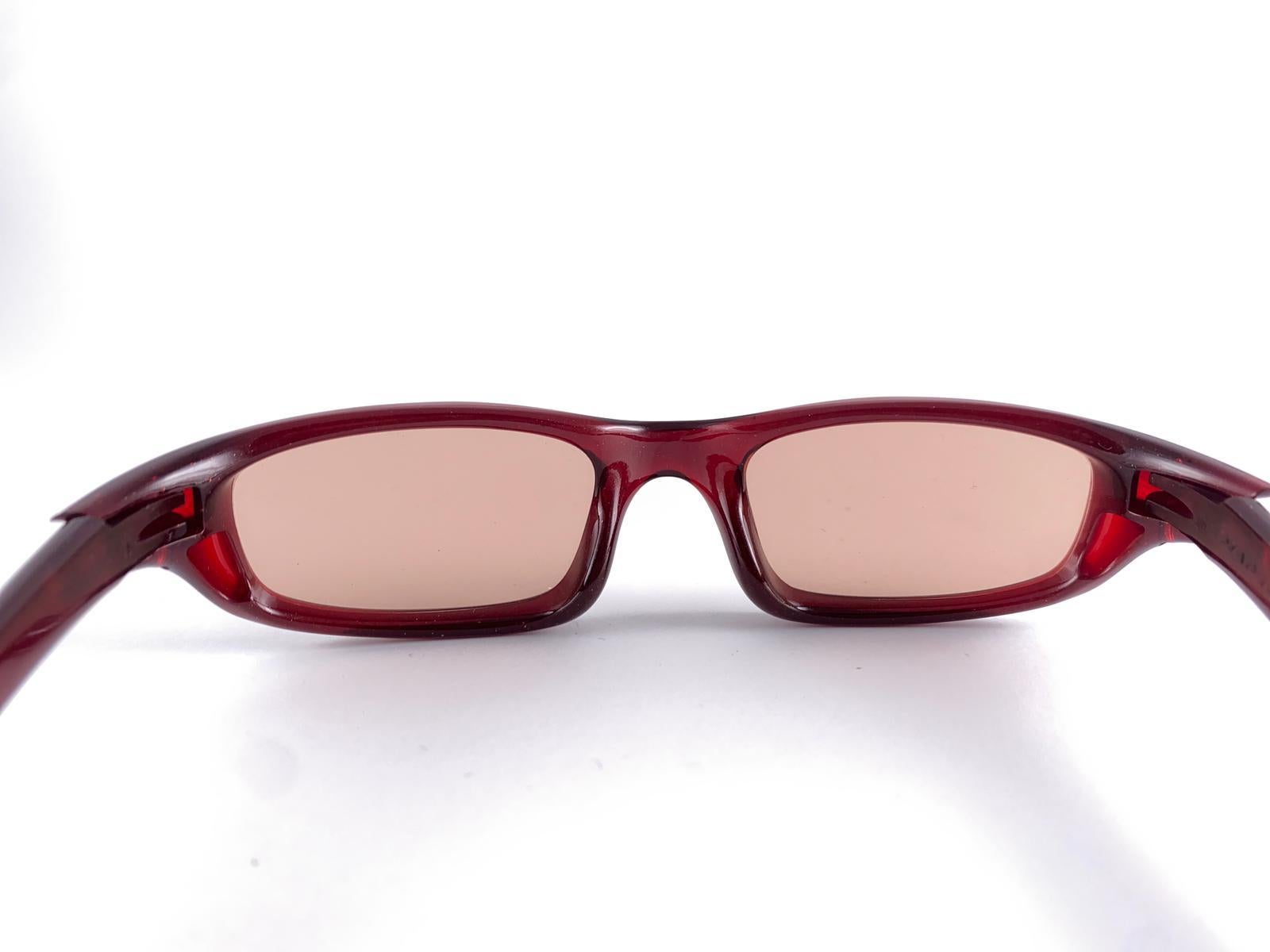Brown New Vintage Oakley Burgundy Frame Rose Lens 2000's Sunglasses For Sale