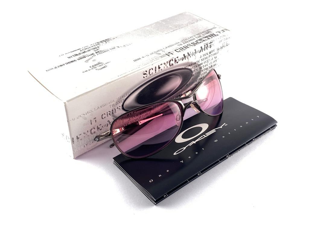 New Vintage Oakley Crosshair Silver Rose Lens 2000's Sunglasses  For Sale 1