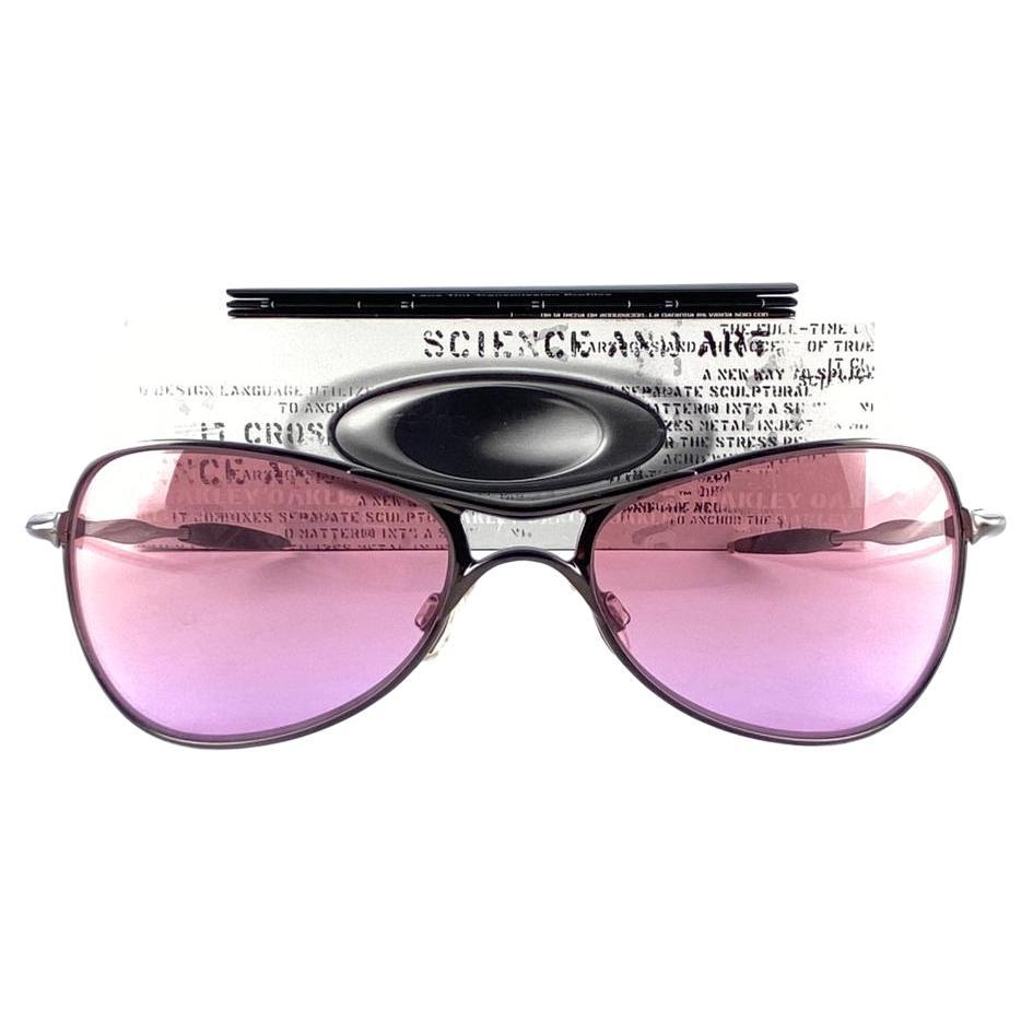 New Vintage Oakley Crosshair Silver Rose Lens 2000's Sunglasses  For Sale