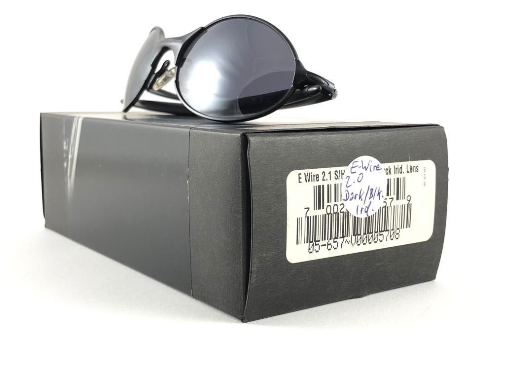 New Vintage Oakley E Wire 2.1 Black Black Iridium Lens 2001 Sunglasses  2