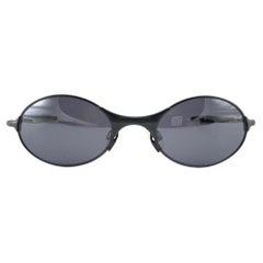 New Vintage Oakley E Wire 2.1 Black Black Iridium Lens 2001 Sunglasses 
