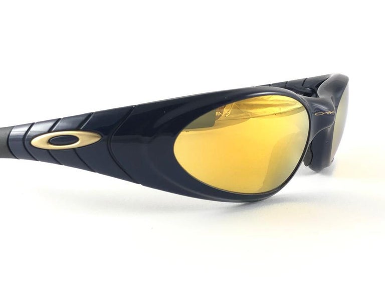 New Vintage Oakley Eye Jacket 2.0 Frame 24K Gold Lens 1999 Sunglasses