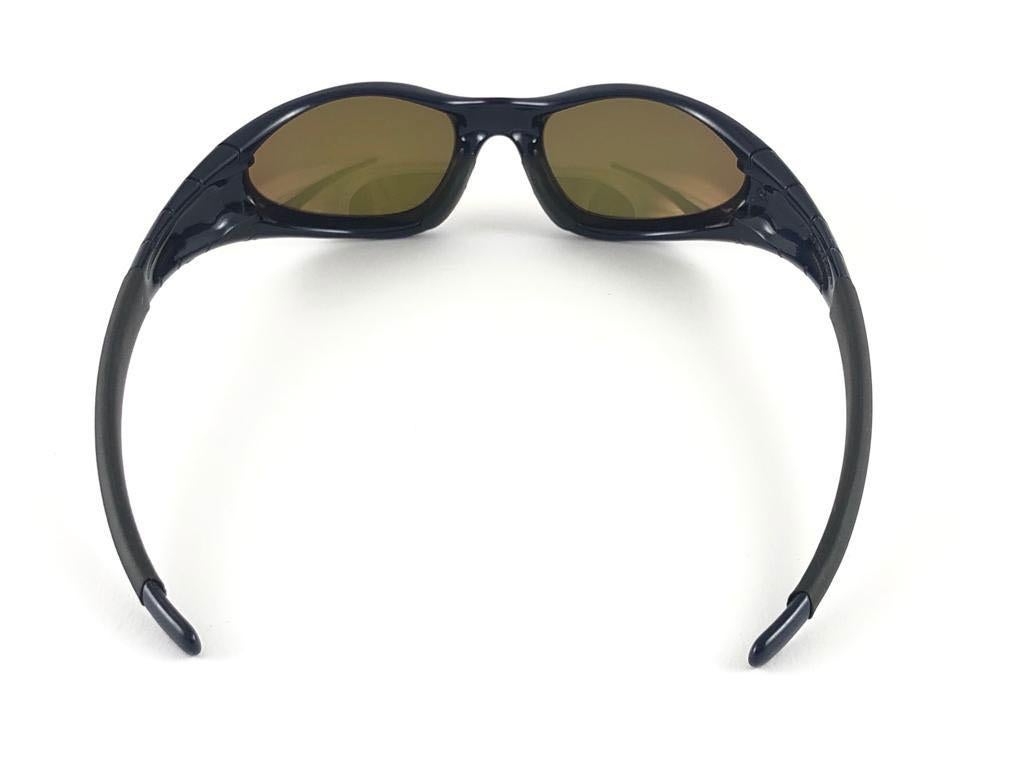 Black New Vintage Oakley Eye Jacket 2.0 Frame 24K Gold Lens 1999 Sunglasses