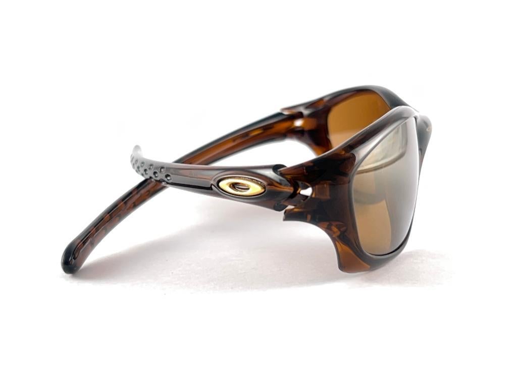 Women's or Men's New Vintage Oakley Five Brown Translucent Mirror Lenses 2003 Sunglasses  For Sale