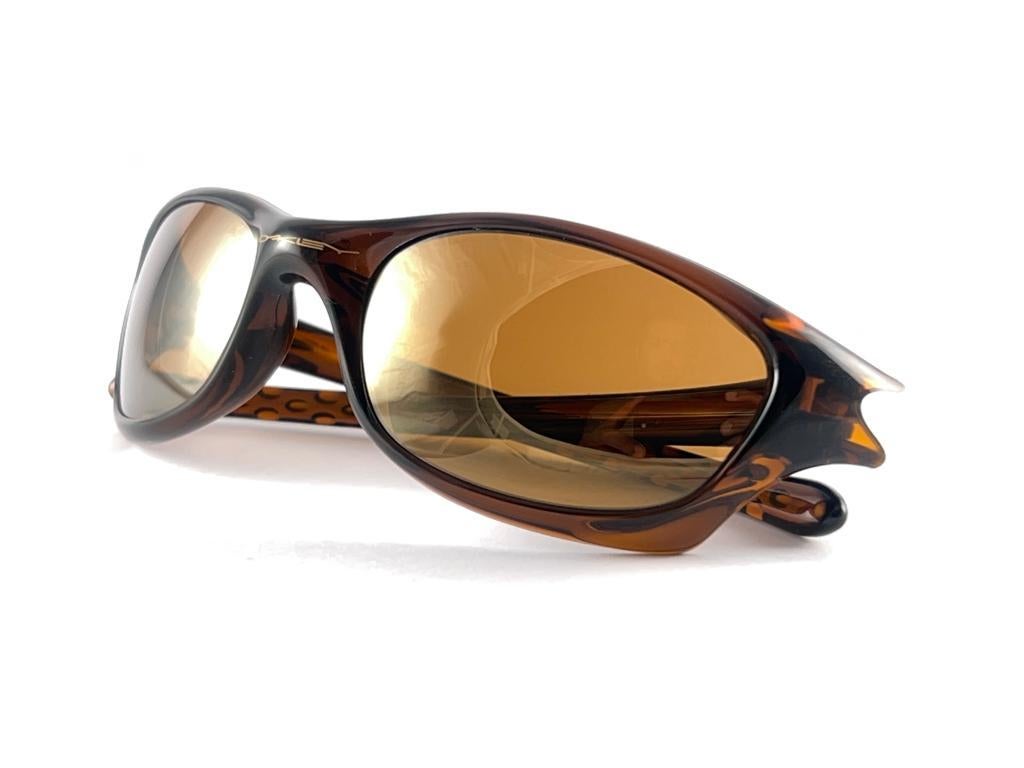 New Vintage Oakley Five Brown Translucent Mirror Lenses 2003 Sunglasses  For Sale 2