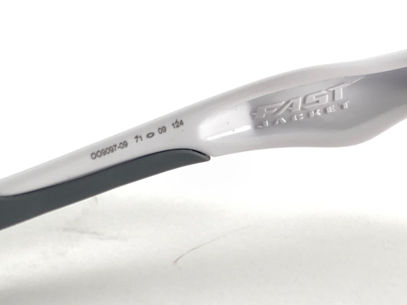 Black New Vintage Oakley Flak White Half Frame Clear Lens 1999 Sunglasses For Sale