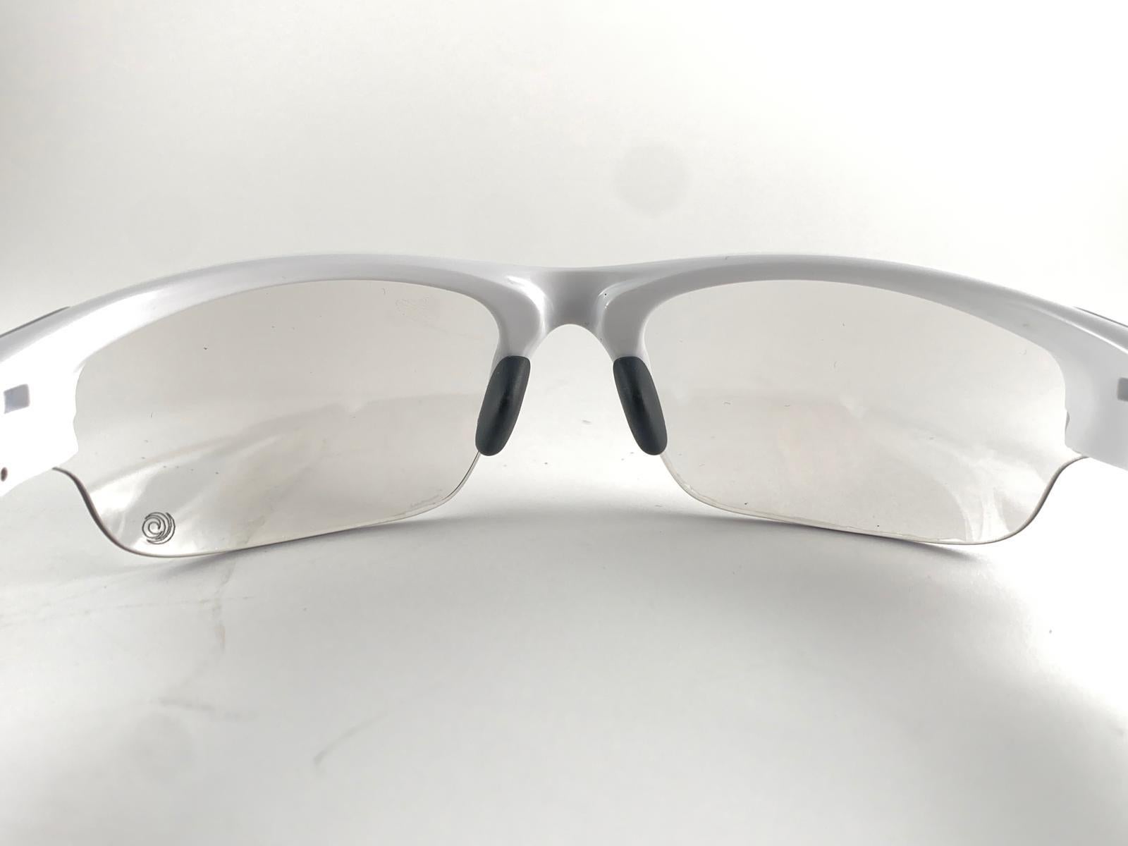 New Vintage Oakley Flak White Half Frame Clear Lens 1999 Sunglasses For Sale 3