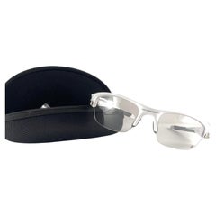 New Vintage Oakley Flak White Half Frame Clear Lens 1999 Sunglasses