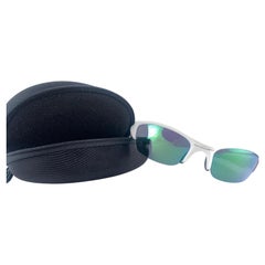 New Vintage Oakley Flak White Half Frame Mirrored Lens 1999 Sunglasses