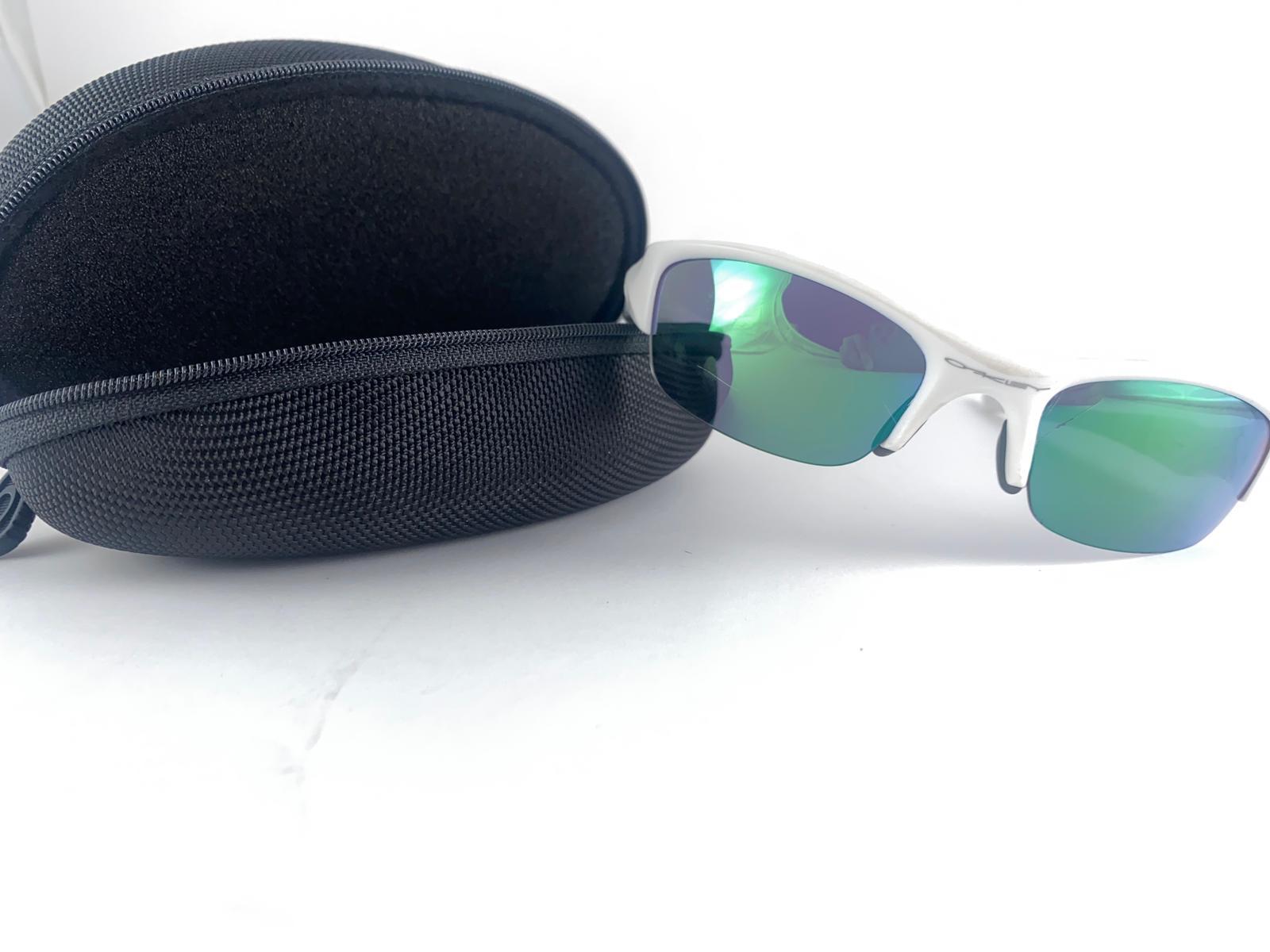 New Vintage Oakley Flak White Half Frame Mirrored Lens 1999 Sunglasses For Sale 2