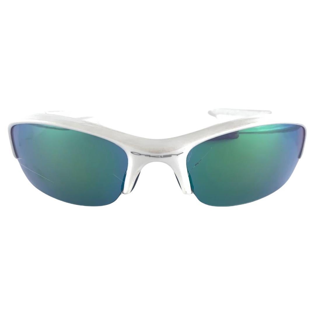 White framed mirrored oakleys online