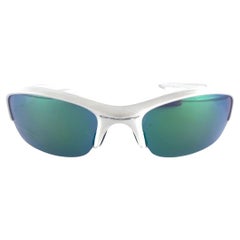 New Vintage Oakley Flak White Half Frame Mirrored Lens 1999 Sunglasses