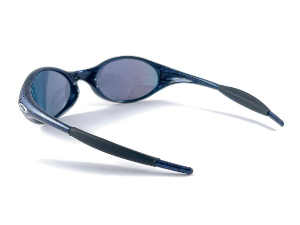 New Vintage Oakley Jacket Blue Marbled Wrap Around  2000's Sunglasses  3