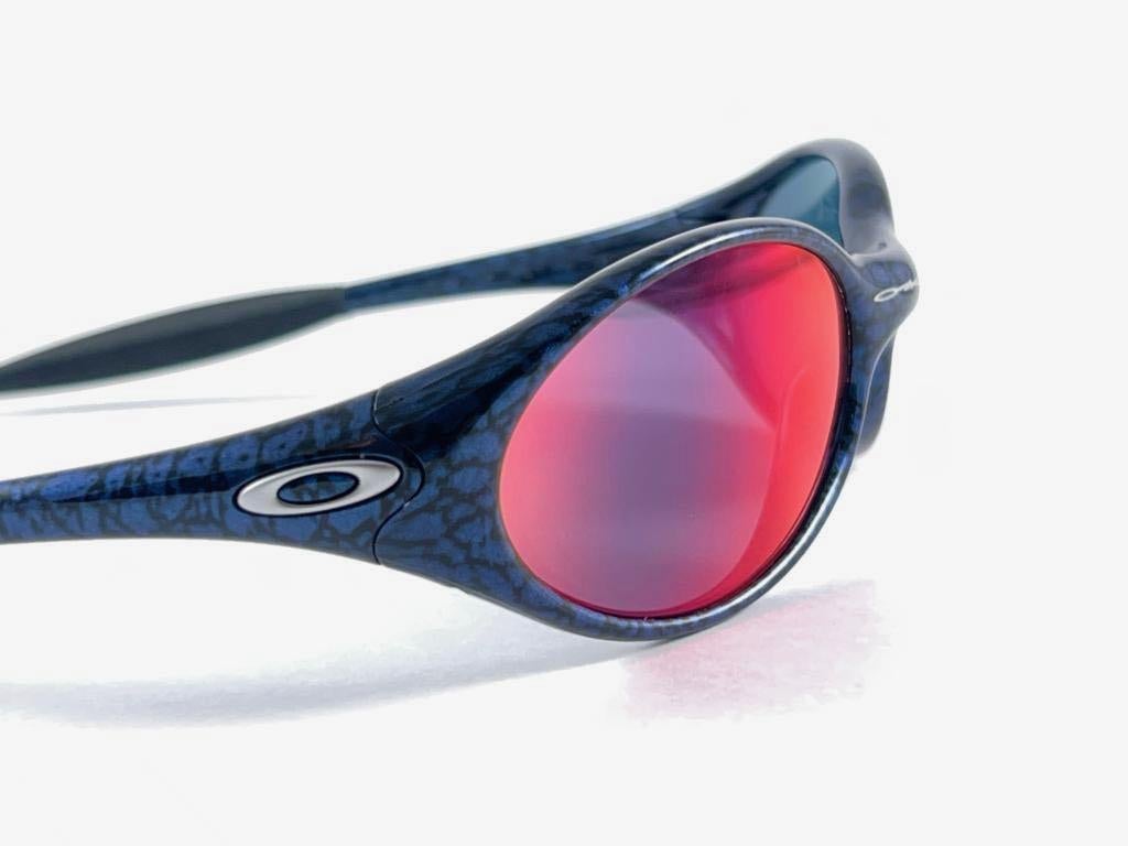 Women's or Men's New Vintage Oakley Jacket Blue Marbled Wrap Around  2000's Sunglasses 