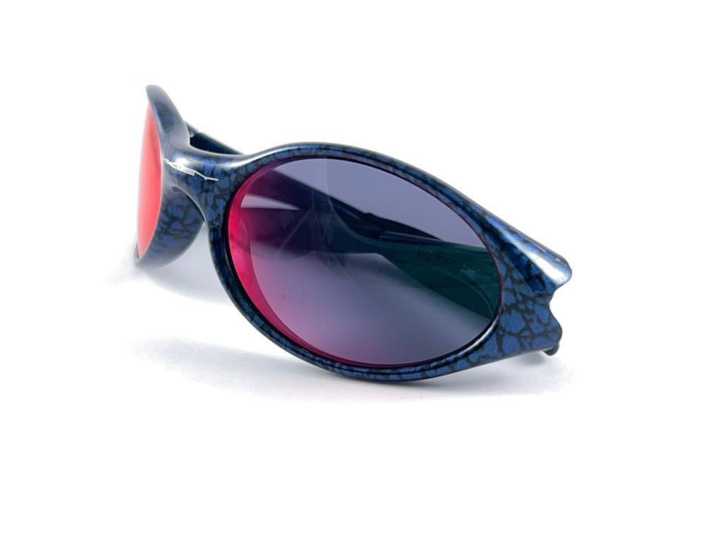 New Vintage Oakley Jacket Blue Marbled Wrap Around  2000's Sunglasses  1