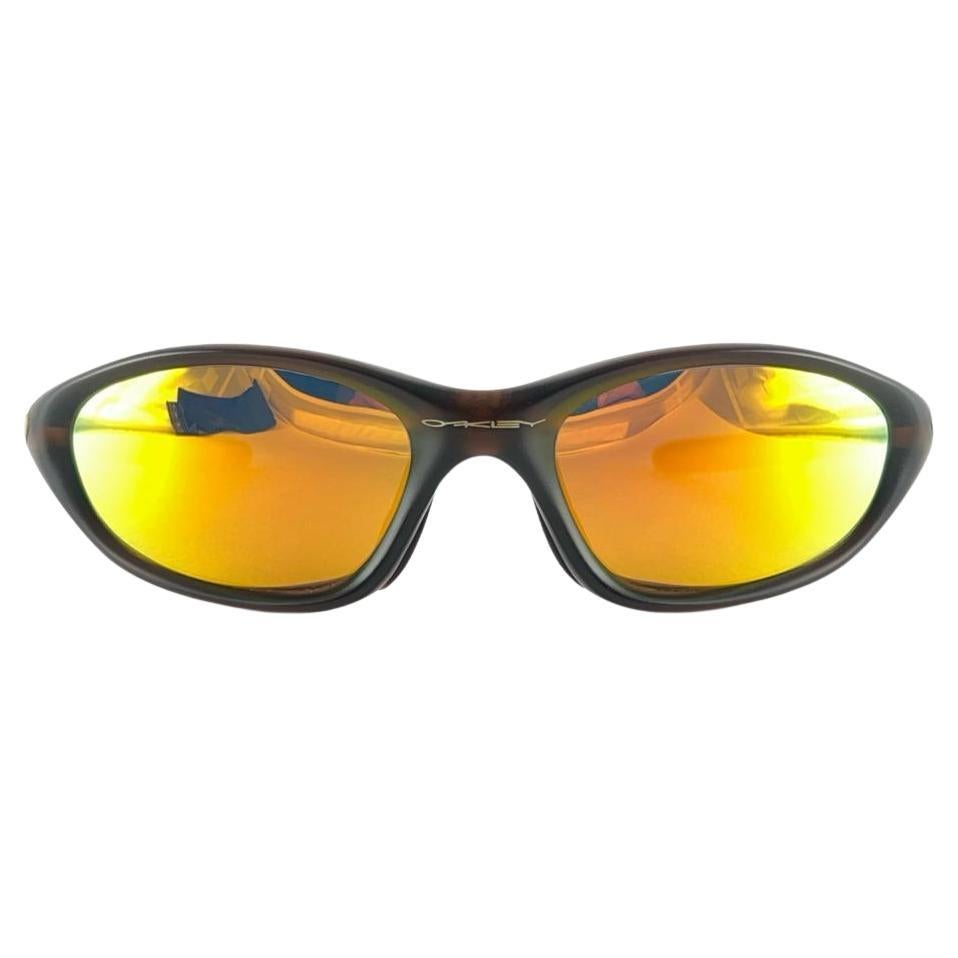New Vintage Oakley Minute Black Matte Mirrored Lens 1999 Sunglasses  For Sale