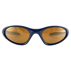 Neu Vintage Oakley Minute Metallic Blau Polarisierte Linsen 2000er Sonnenbrille, Vintage 