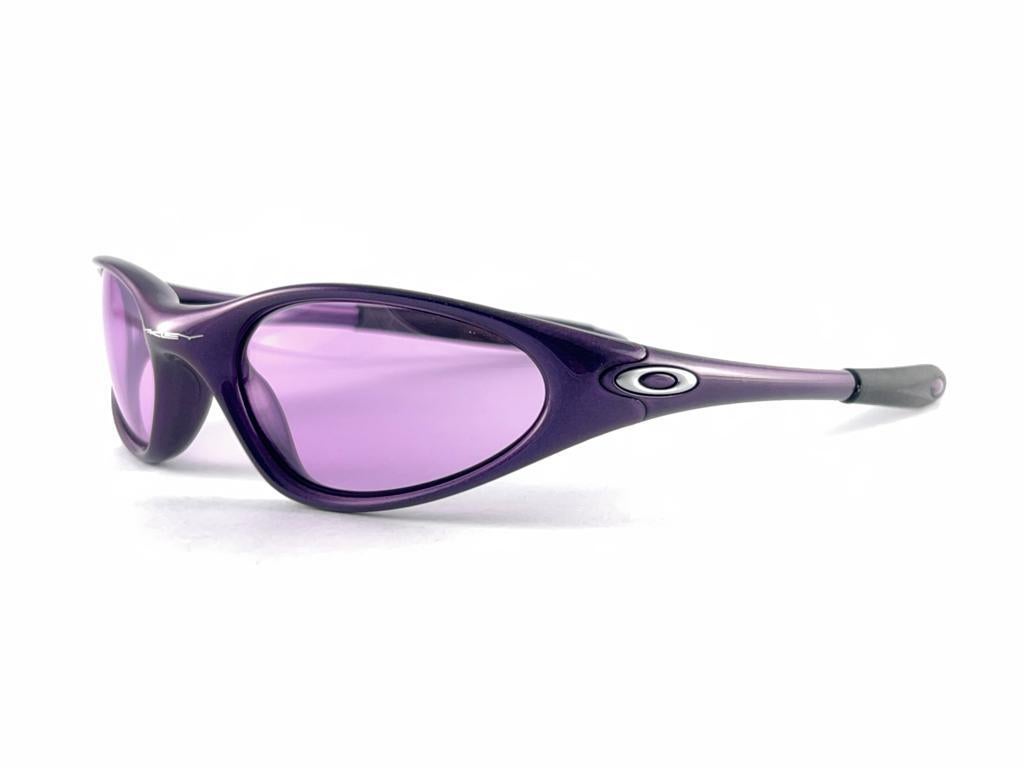 Gray New Vintage Oakley Minute Purple Lens 1999 Sunglasses  For Sale