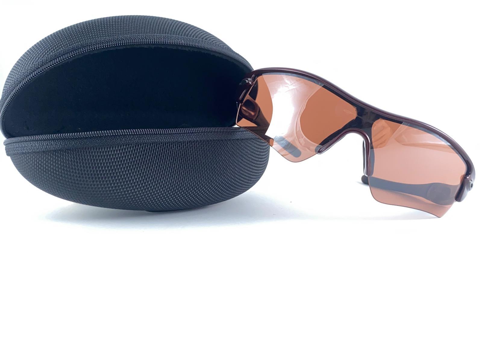 Brown New Vintage Oakley Radar Burgundy Frame Rose Lens 1999 Sunglasses