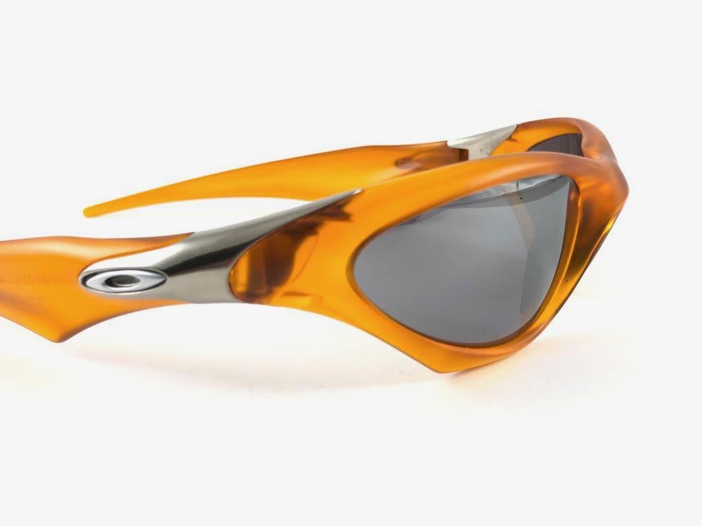 Brown New Vintage Oakley Scar Persimmon Black Iridium Lens 2001 Sunglasses 