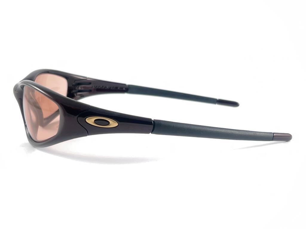 New Vintage Oakley Straight Metallic Burgundy 2000's Sunglasses 6
